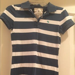 Navy Blue & White Stripe Polo T-Shirt